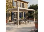 Pergola Bioclimatica Autoportante 3X4M In Legno Crema E Alluminio - Oviala Athenes