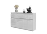 Noah – Comò / Sideboard Con 3 Cassetti E 3 Ante – Bianco Opaco / Bianco Lucido – Altezza 75 Cm, Larghezza 120 Cm, Profondità 35 Cm