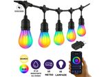 Evura Goods Catena Luminosa Rgb Per Esterni 10 Metri – Estendibile – 15 Lampadine Led Intelligenti – Illuminazione Da Giardino Multicolore – Resistente Alle Intemperie