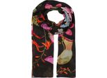 Fraas Sciarpa Silk Stole With Xl Floral Print Caviar Multicolore