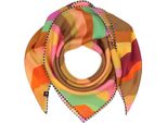 Fraas Sciarpa Silk Crepe Scarf In Wave-Design Exotic Orange Multicolore