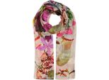 Fraas Sciarpa Silk Stole With Xl Floral Print Champaign Powder Multicolore