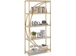 Libreria Costway, Scaffale Per Ufficio Con Ripiani In Legno E Struttura In Metallo, Scaffale In Piedi, Scaffale Per Soggiorno E Studio, Oro E Bianco