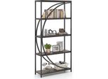 Libreria Costway, Scaffale Per Ufficio Con Ripiani In Legno E Struttura In Metallo, Scaffale In Piedi, Scaffale Per Soggiorno E Studio, Marrone