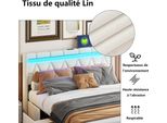 Letto Imbottito Per Adulti 160 X 200 Cm Con Illuminazione A Led E Connessione Di Ricarica Usb, Con 4 Cassetti, Lino, Beige