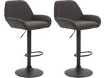 Set Di 2 Sgabelli Da Bar Regolabili - Sgabello Da Bar - Comodo Schienale E Poggiapiedi | Colore: Grigio Scuro, Colore Base: Nero