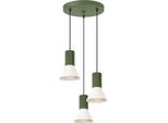 Lampada A Sospensione Estria 3P Beige/Verde Oliva 3Xe14 10W Acciaio/Alluminio 120X30X30Cm Sollux Lighting