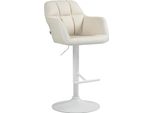 Sgabello Da Bar In Pelle Finta Crema - Sgabello - Altezza Regolabile - Comfort E Design Elegante