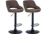 Set Di 2 Sgabelli Da Bar - Sgabello Da Bar - Regolabile In Altezza Con Funzione Girevole A 360° | Colore: Marrone | Materiale Telaio: Metallo Nero Opaco