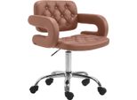 Sedia Da Ufficio - Sedia Da Ufficio - Comfort Regolabile In Altezza Con Rivestimento In Pelle Finta | Colore: Cognac