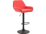 Sgabello Da Bar In Pelle Finta - Sgabello - Sedile Girevole A 360°, Regolabile In Altezza | Colore: Rosso | Colore Base: Nero