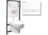 Elemento Da Incasso Kerra K-50 Slim Con Cassetta A Parete Senza Bordo Bianco Lucido Wc Sospeso Doris Con Sedile Wc Soft-Close E Piastra Di Risciacquo Bianco Adriatico