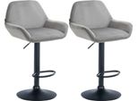 Set Di 2 Sgabelli Da Bar - Sedute In Velluto - Altezza Regolabile, Girevole A 360° | Colore: Grigio | Materiale Del Telaio: Metallo Nero Opaco