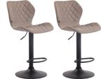 Set Di 2 Sgabelli Da Bar Con Rivestimento In Tessuto - Regolabili E Girevoli - Look Moderno | Colore: Taupe | Colore Base: Nero
