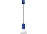 Lampada A Sospensione Estria 1 Bianco/Ultramarino 1Xe14 10W Acciaio/Alluminio 120X14X14Cm Sollux Lighting