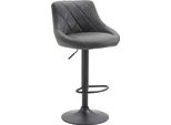 Elegante Sgabello Da Bar - Sgabello - Rivestimento In Pelle Finta, Girevole A 360°, Regolabile In Altezza | Colore: Grigio | Colore Base: Nero