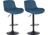 Set Di 2 Sgabelli Da Bar Nero - Sgabello Da Bar - Comfort Regolabile | Colore: Blu | Materiale: Polvere