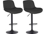 Set Di 2 Sgabelli Da Bar Nero - Sgabello Da Bar - Comfort Regolabile | Colore: Nero | Materiale: Polvere