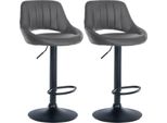 Set Con 2 Sgabelli Da Bar Regolabili - Sedili In Pelle Finta - Girevoli A 360° | Colore: Grigio | Materiale Del Telaio: Metallo Nero Opaco