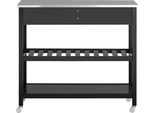 FKW47 Carrello Da Cucina, Nero, Piano In Acciaio Inox, 4 Rotelle, 2 Cassetti, 2 Ripiani
