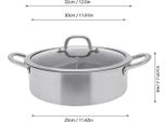Pentola Shabu Shabu - Pentola Divisa - 32 Cm - Acciaio Inox 304 - 2 Scomparti - Coperchio In Vetro - 2 Mestoli Per Zuppa - Induzione E Gas - Grigio Chiaro