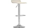 Sgabello Da Bar Regolabile Con Rivestimento In Pelle Finta - Sgabello Da Cucina Moderno - Girevole A 360° | Colore: Crema