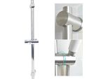 Asta Doccia - Montaggio A Parete Con Supporto Per Soffione - Acciaio Inox - Ruotabile A 360° - Regolabile In Altezza