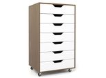 Costway Piedistallo Mobile Con 7 Cassetti, Schedario Con Ruote, Piedistallo Per Ufficio, Cassettiera, Carrello, Cassettiera, Natura