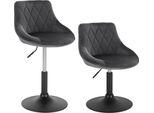 Set Di 2 Sgabelli Da Bar - Velluto - Regolabile In Altezza - Girevole - Con Schienale - Base In Metallo, Seduta 47X37 Cm, Altezza 66-82 Cm, 100 Kg - Grigio Scuro