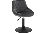 Sgabello Da Bar - Con Schienale - Altezza Regolabile 66-82 Cm - Girevole - Seduta Con Rivestimento In Velluto - Base In Metallo Ø 38,5 Cm - Portata 100 Kg - Grigio Scuro