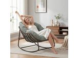 Lvhom Sedia A Dondolo Con Cuscino Imbottito, Sedia In Rattan Con Struttura In Acciaio, Sedia A Dondolo Con Copertura In Corda, Poltrona Per Balcone, Verde Chiaro