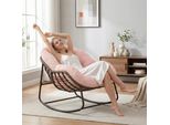 Lvhom Sedia A Dondolo Con Cuscino Imbottito, Sedia In Rattan Con Struttura In Acciaio, Sedia A Dondolo Con Copertura In Corda, Poltrona Per Balcone, Rosa