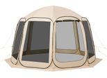 Succebuy Tenda Pop-Up, 365,76X335,28 Cm, Tenda Da Campeggio Portatile Per 10-12 Persone, Con Rete, Borsa Per Il Trasporto, Pareti Laterali E Picchetti, Ideale Per Giardino, Patio E Attività All'aperto, Beige