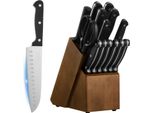 Succebuy Set Di Coltelli Da Cucina Da 15 Pezzi Con Ceppo In Legno E Acciaino Per Affilare, Coltelli Affilati In Acciaio Inox Di Alta Qualità Con Manici Ergonomici In Abs, Ideali Per Gli Amanti Della Cucina