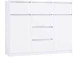Comò Moderno 2 Ante 6 Cassetti 120X40X96,5 Cm | Colore: Bianco Opaco
