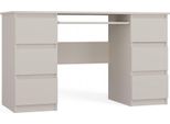 Scrivania Funzionale Con 6 Cassetti E Ripiano Per Tastiera – Design Moderno | Colore: Cashmere