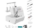 Macchina Da Cucire Overlock Succebuy, 1250 Punti Al Minuto, Adatta Per Lavori Di Cucitura A 2-3-4 Fili, Trasporto Differenziale Regolabile (0,7-2), Dotata Di Braccio Libero E Illuminazione A Led, Ideale Per Diversi Tipi Di Tessuto, Bianco