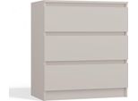 Moderna Cassettiera Grande Malwa M3 Con 3 Cassetti Senza Maniglie | Colore: Beige Cashmere | Dimensioni: 75X70X40 Cm
