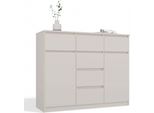 Moderna Cassettiera 2D6S Con 2 Ante E 6 Cassetti | Colore: Cashmere | Dimensioni: 120X40X96,5 Cm