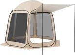 Succebuy Tenda Da Campeggio 304,8 X 280,4 Cm, Tenda Pop-Up Con Tenda Estensibile, Tenda Portatile Per 4-8 Persone Con Borsa Di Trasporto E Pareti Laterali, Ideale Per Patio E Attività All'aperto, Beige