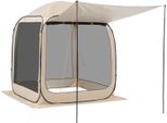 Succebuy Tenda Da Campeggio 182,88X182,88X219,4 Cm, Tenda Pop-Up Con Tenda Estensibile, Tenda Portatile Per 4-6 Persone, Inclusa Borsa Per Il Trasporto E Pareti Laterali, Ideale Per Patio E Attività All'aperto, Beige