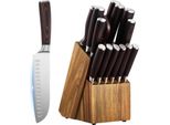 Succebuy Set Di Coltelli Da Cucina Da 15 Pezzi Con Ceppo In Legno E Acciaino Per Affilare, Coltelli Affilati In Acciaio Inox Di Alta Qualità Con Manici Ergonomici, Ideali Per L'uso Nella Cucina Di Casa