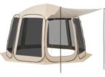 Tenda Da Campeggio Succebuy, 365,76X335,28X230 Cm, Tenda Pop-Up Con Tenda Estensibile, Tenda Per 10-12 Persone, Inclusa Borsa Per Il Trasporto E Pareti Laterali In Rete, Ideale Per Patio E Attività All'aperto, Beige