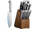 Succebuy Set Di Coltelli Da Cucina Da 15 Pezzi Con Ceppo In Legno E Acciaio Per Affilare, Coltelli Affilati In Acciaio Inox Ad Alto Tenore Di Carbonio, Posate Da Cucina Con Manici Ergonomici Per Cuochi Dilettanti