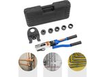 Pinza Pressatrice Per Tubi In Rame - Utensile Di Pressatura Idraulico - Pressione 10 T (10.000 Kg) - 5 Ganasce Di Pressatura V12/V15/V18/V22/V28 - Utensile Manuale - Blu