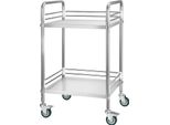 Carrello In Acciaio Inox Succebuy A 2 Ripiani Con Rotelle, Ideale Per Laboratori E Cucine, Carrello Di Servizio Mobile Con Freni Di Stazionamento, Versatile Nell'uso In Strutture Mediche, Ristoranti E Cucine