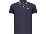 Elegante Polo Da Uomo Blu Con Dettagli A Contrasto E Applicazione