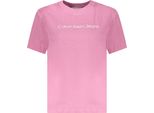 T-Shirt Da Donna A Maniche Corte Con Logo Stampato In Rosa – Scollo Rotondo