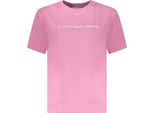 T-Shirt Da Donna A Maniche Corte Con Logo Stampato In Rosa – Scollo Rotondo