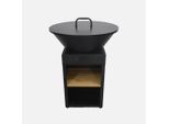 Braciere Barbecue Ø81,5Cm Con Griglia Di Cottura, Spazio Di Stoccaggio E Coperchio, Nero